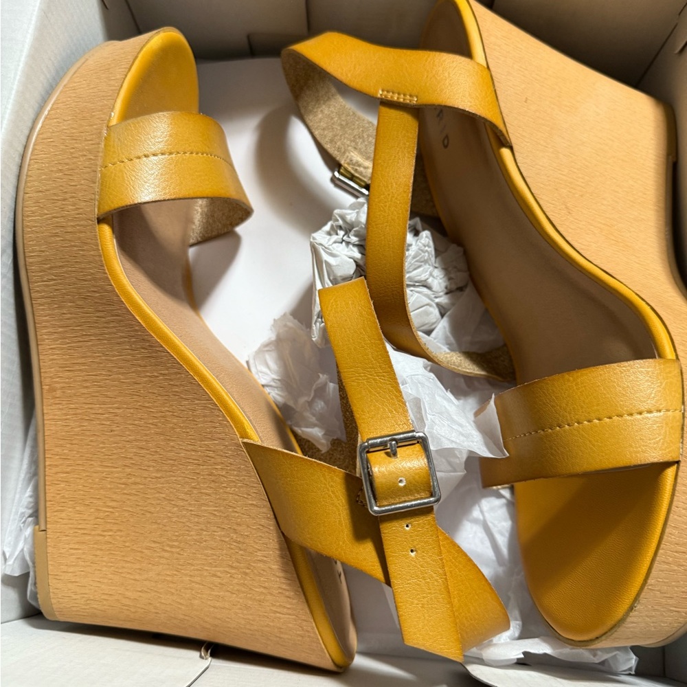 Mustard Yellow Wedge Sandals